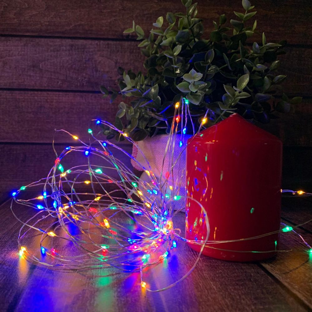 ULD-S1000-100-DTA-RC RGB IP44 Гирлянда светодиодная. 10м. 100 светодиодов. RGB свет. Пульт ДУ в-к. Провод прозрачный. ТМ Uniel