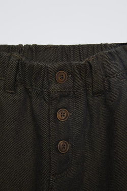 ZARA БРЮКИ С ПУГОВИЦАМИ, ТЕМНЫЙ ХАКИ