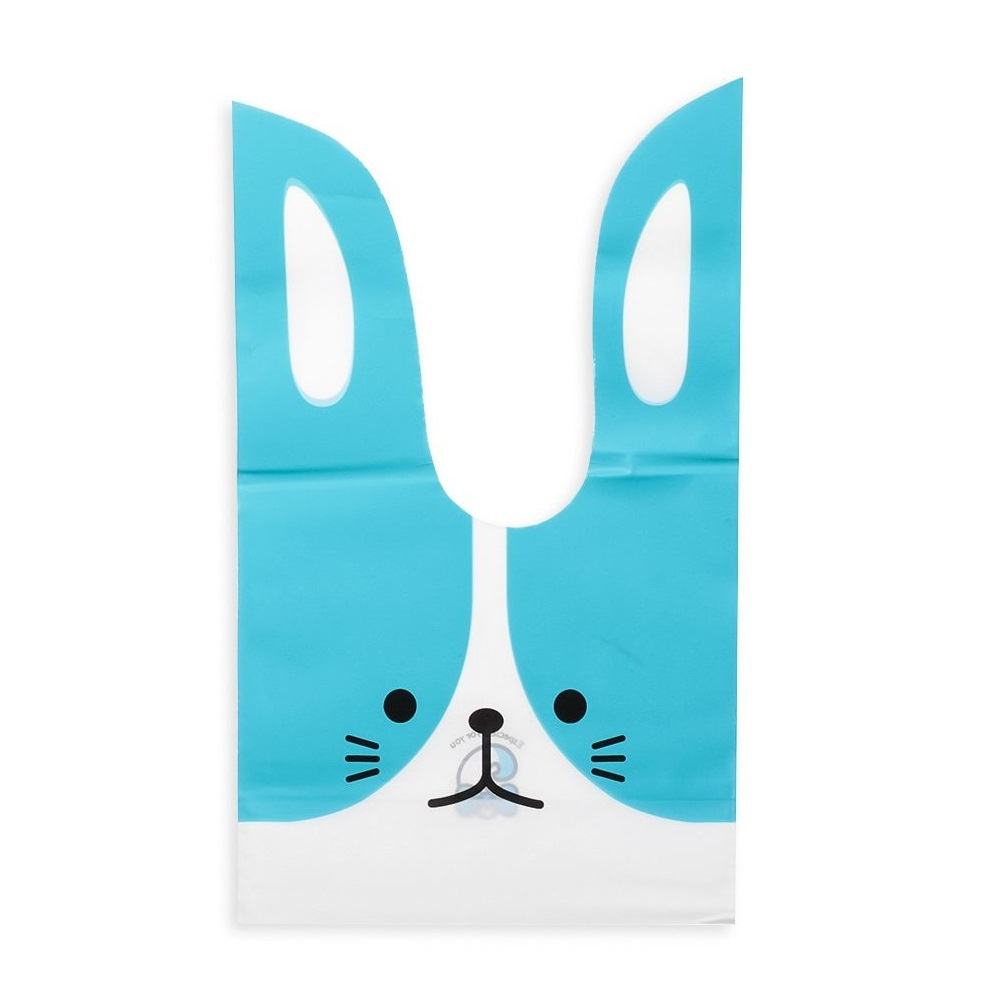 Мешок подар. ПВХ с ушами 16*27см "Заяц" голубой 50шт/уп