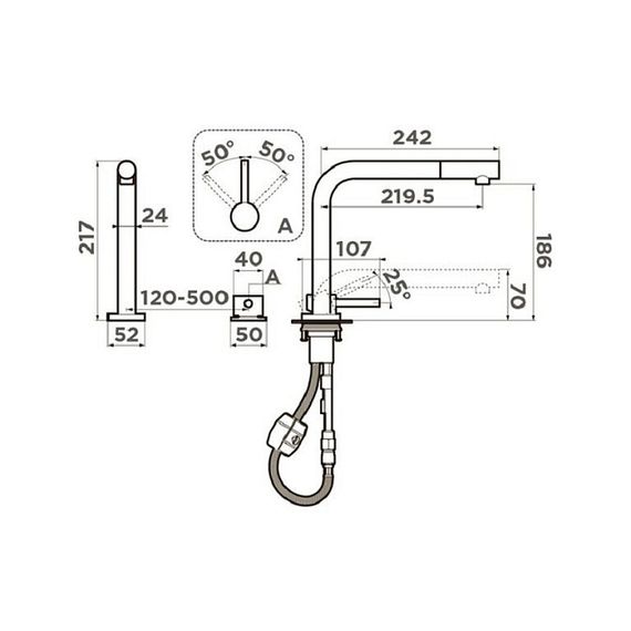 Смеситель Omoikiri Nara-S-GB латунь/графит