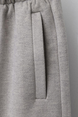 ZARA БРЮКИ WIDE LEG В ЕЛОЧКУ, СЕРО-КОРИЧНЕВЫЙ