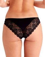 Шелковистые трусики-бразилиана с кружевом Natasha (Размер: S) (Цвет: кофейный)