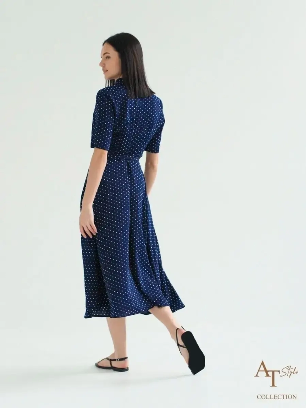 Платье женское летнее в горошек длинное