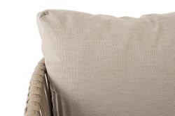 "Мальорка" диван 3-местный плетеный из роупа, основание дуб, роуп серо-коричневый 23мм, ткань бежевая 15052