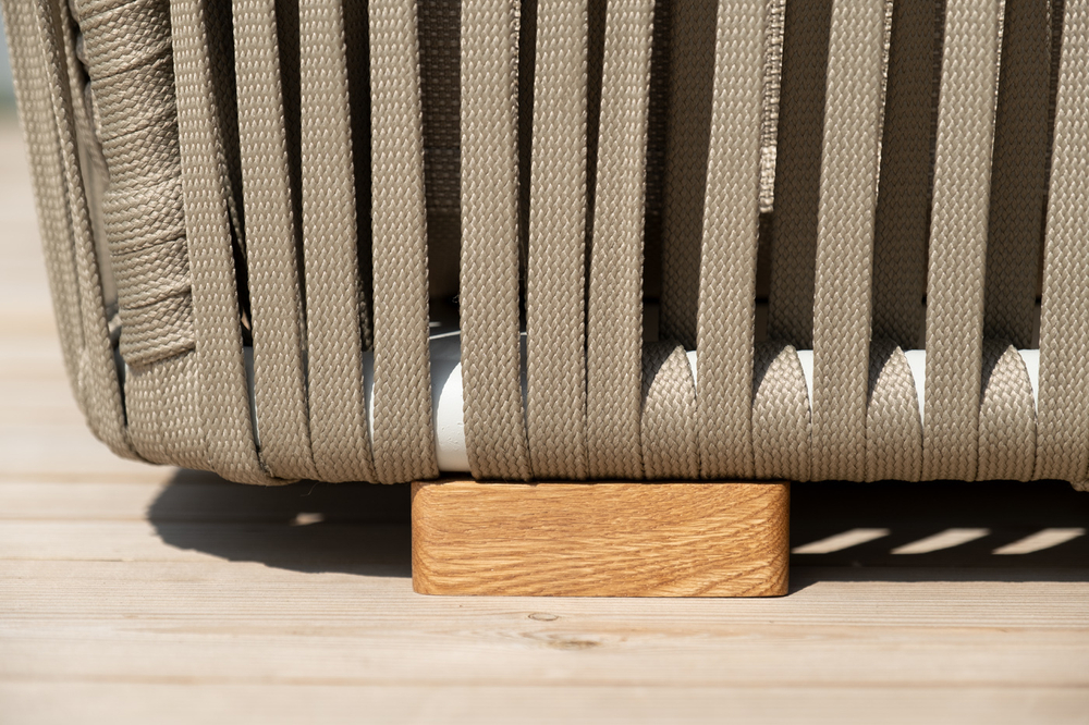 "Форли" лаунж-зона 4-местная плетеная из роупа (веревки), каркас алюминиевый светло-серый, роуп серо-коричневый