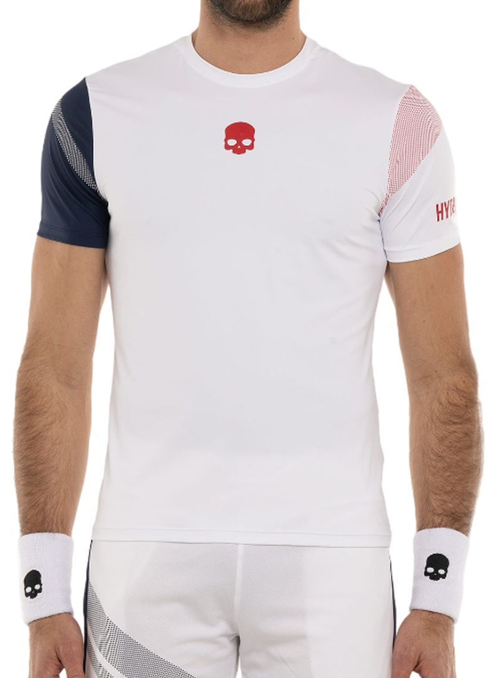 Мужская теннисная футболка Hydrogen Sport Stripes Tech T-shirt - white/blue navy/red