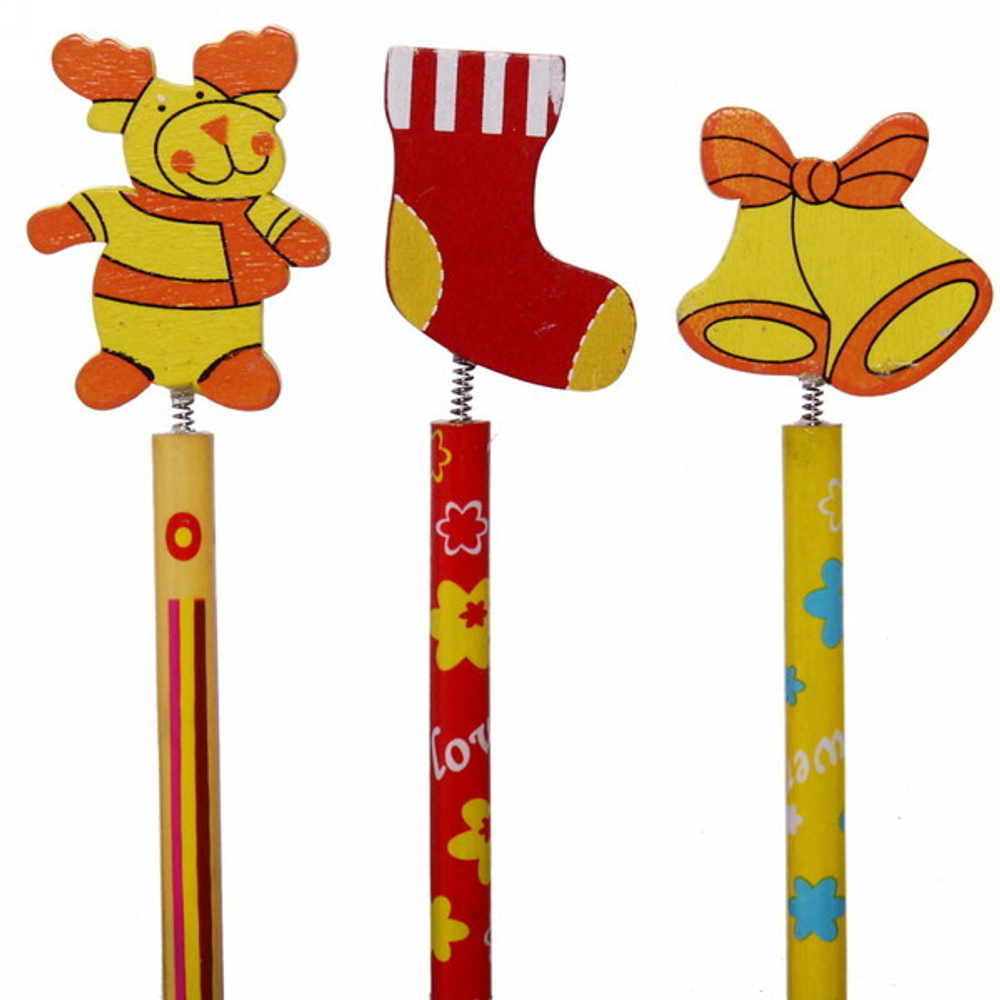 Карандаш чернографитный «Новогодняя сказка - Пружинки», микс