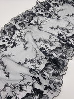 Вышивка на сетке чёрная К722