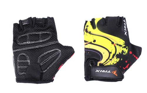 Перчатки TRIX детские XS короткие пальцы дышащая лайкра антискользящие черно-желтый