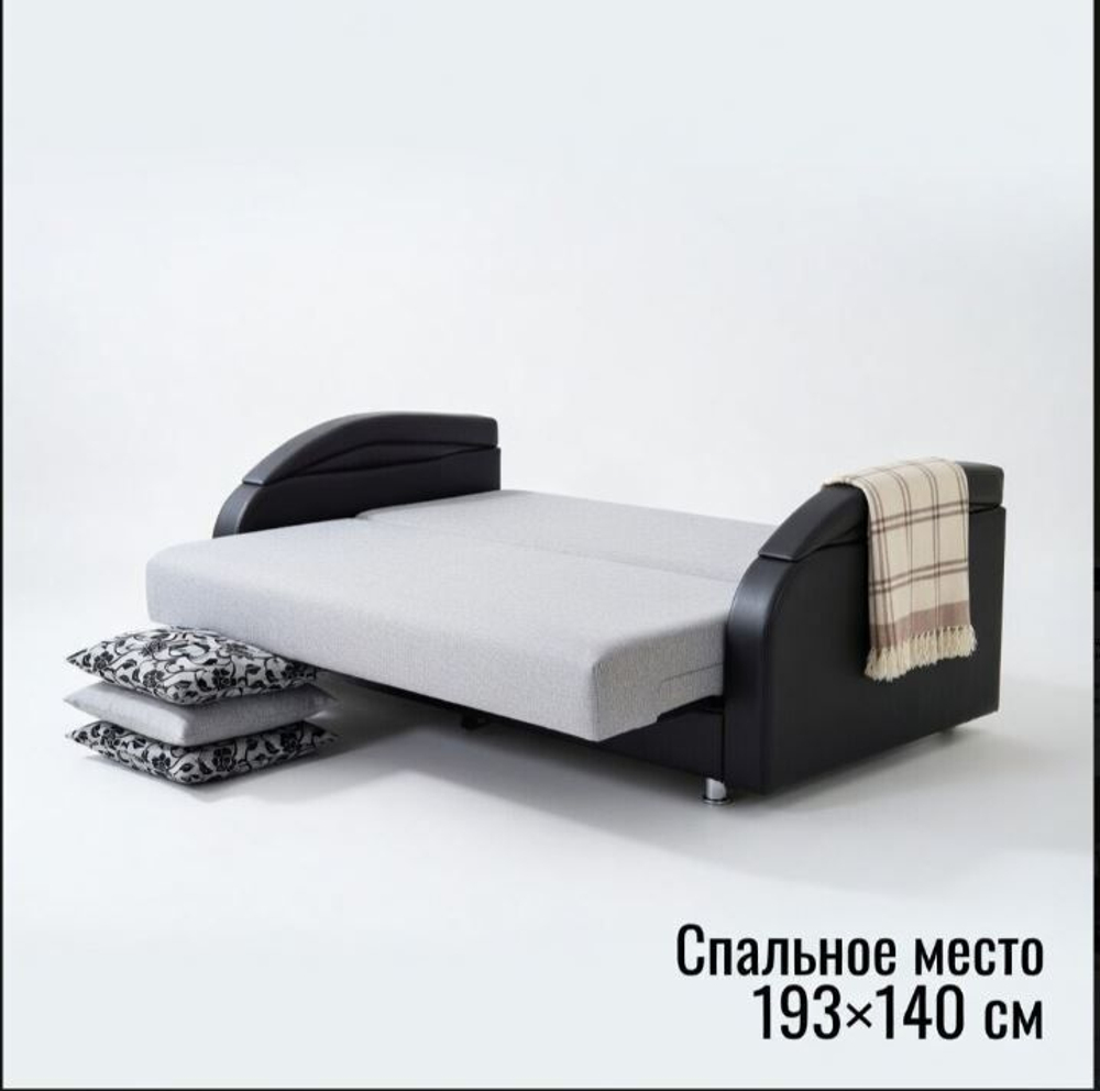 Диван прямой Юпитер Еврокнижка с бельевым ящиком, Ратибор Светлый (рогожка), 220 см