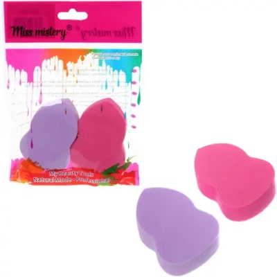 Спонжи для макияжа 2шт «ЭФФЕКТО», микс два цвета розовый и фиолетовый, 2*6см