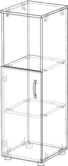 Стеллаж средний узкий полуоткрытый