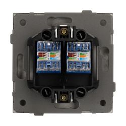 Механизм компьютерной розетки двойной SCT-TENDO-MPC2-PL-GR (RJ-45, CAT6) (Arlight, Графитовый) 054102