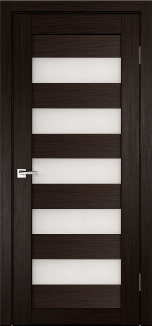 Межкомнатная дверь Велюкс 1 Ясень сноу / Цвет тон Венге / Остекление "Сатинат белое" / Двери Верда