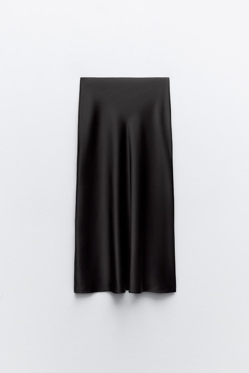 ZARA АТЛАСНАЯ ЮБКА МИДИ, ЧЕРНЫЙ