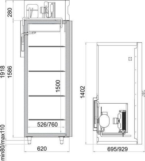 Холодильный шкаф Polair CV110-G (нерж)