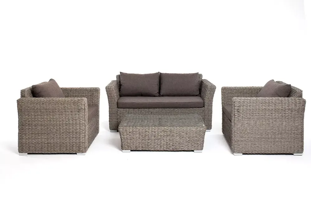 "Капучино сингл" лаунж-зона из искусственного ротанга (гиацинт), цвет серый