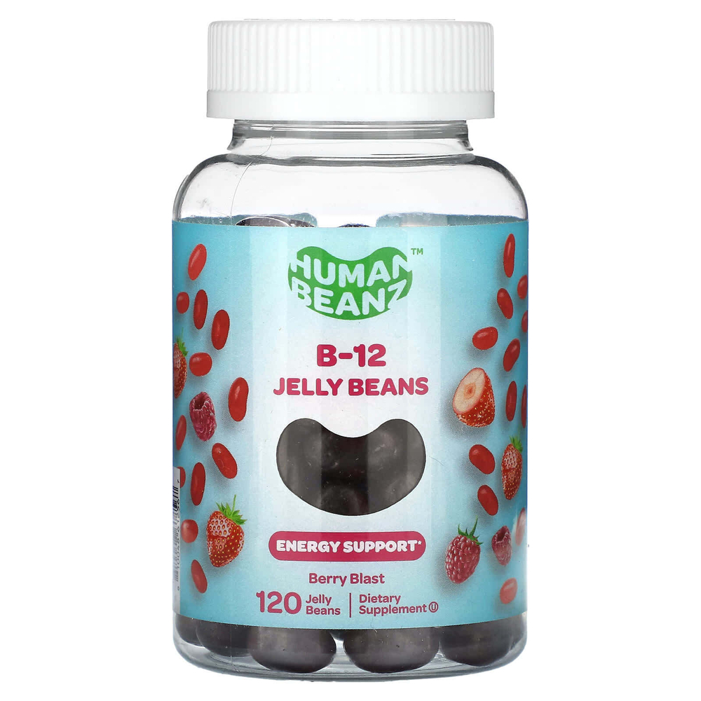 Human Beanz, Желейные бобы витамина B12, ягодное мороженое, 120 мармеладных бобов (333 мкг в каждой мармеладной фасоли)