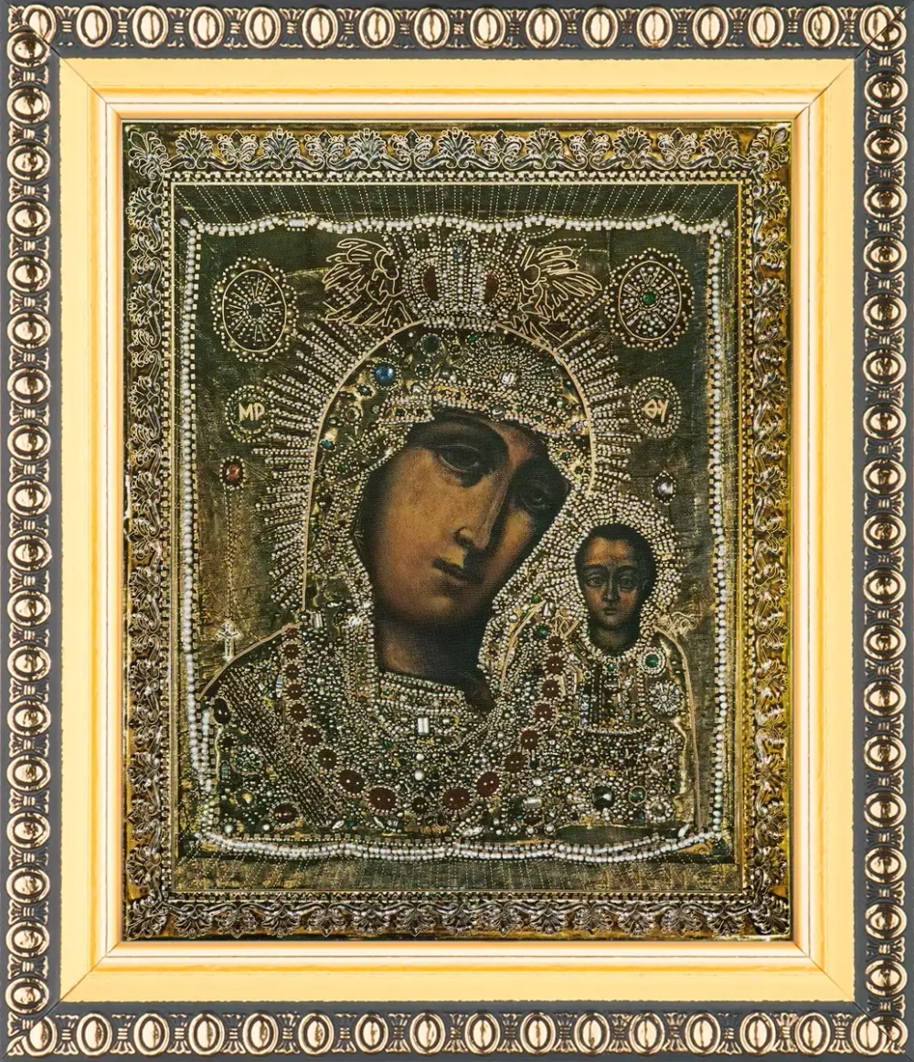 Икона БМ "Казанская в ризе" 10х12 в раме 13х15