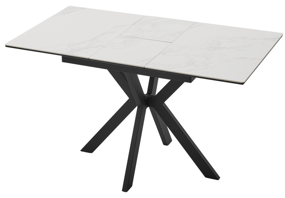 Стол М-City DISAUR Комильфо Мини 100 Белый мрамор С Прожилками Латте, керамика, Черный
