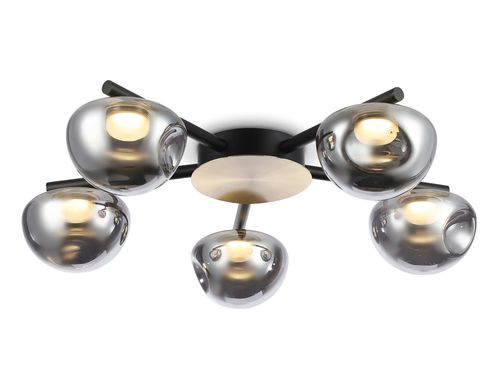 Светильник светодиодный потолочный LH12009/5 BK/GD/SM черный/золото/дымчатый 30W 3000K D790*180