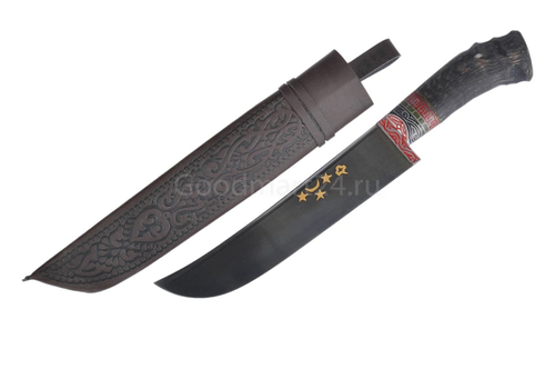 Пчак большой Шеф, гарда гравировка рог архара, ШХ-15, 17-20 см.