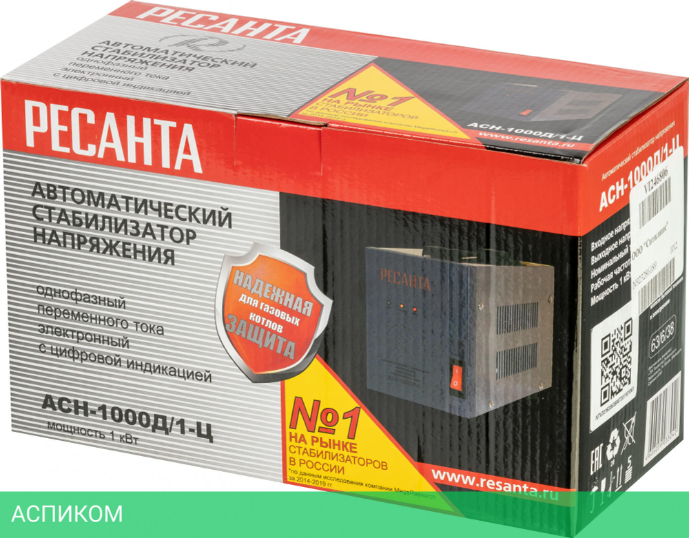 Стабилизатор напряжения Ресанта АСН-1000Д/1-Ц (63/6/38)
