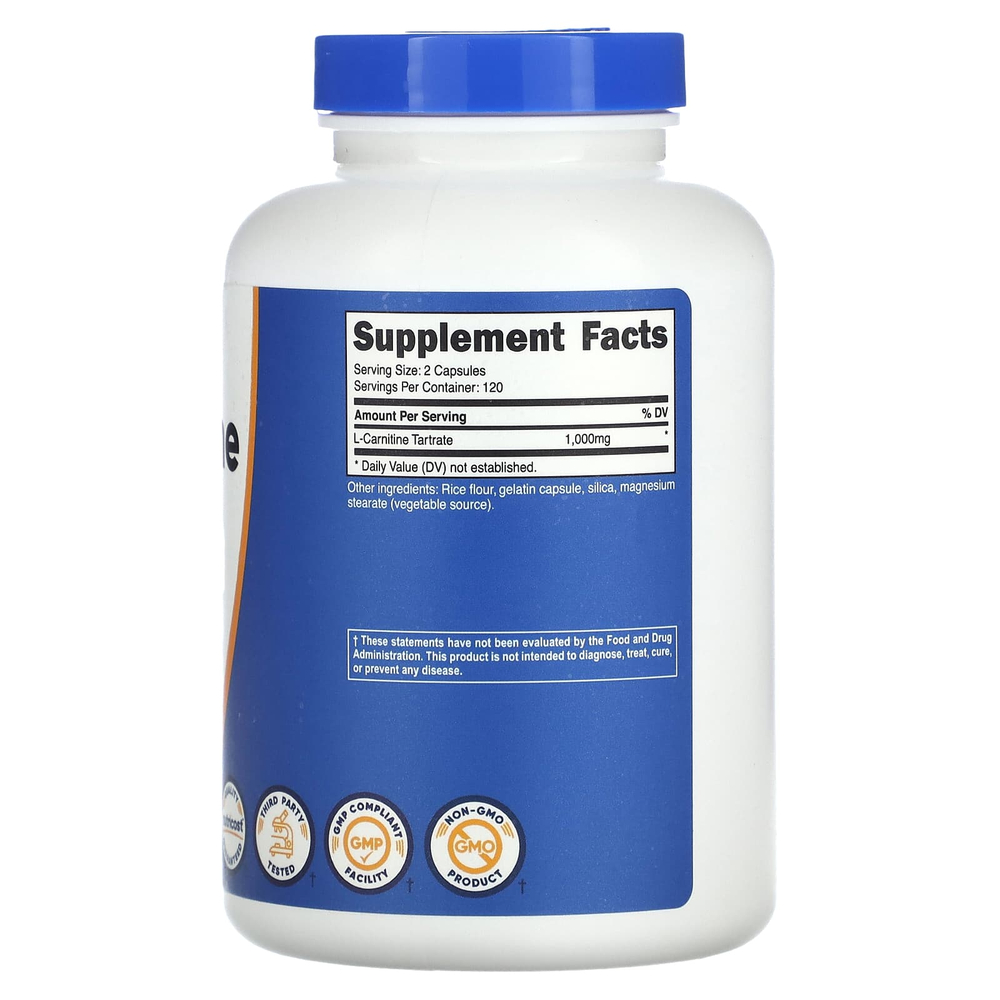 Nutricost, L-карнитина тартрат, 1000 мг, 240 капсул (500 мг в 1 капсуле)