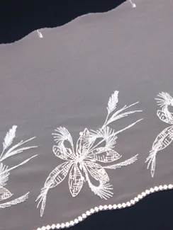 05-119 ОПТ Вышивка на неэл. сетке 21 см, в серебре, персик/телесный/серый