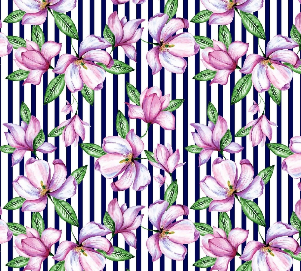 Кулир хб Цветы на полосе