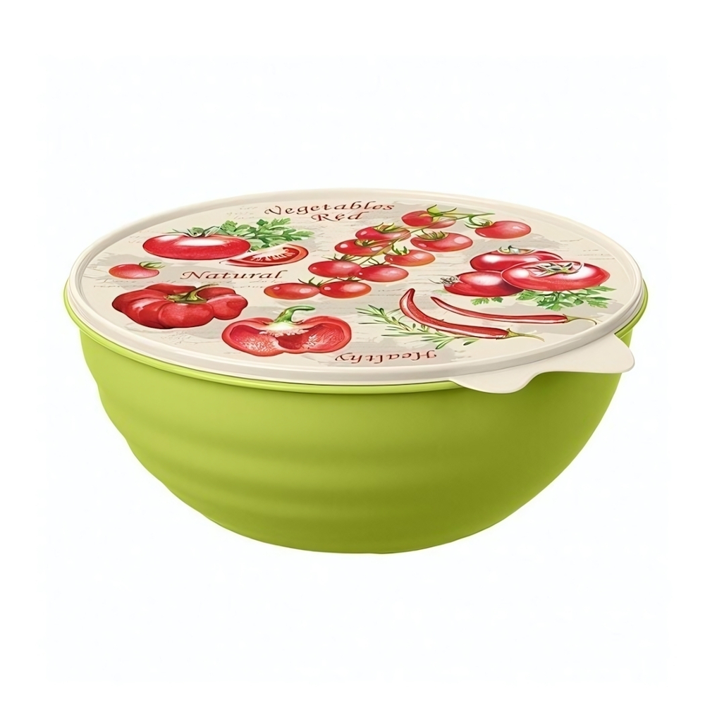 Миска с крышкой с декором wave 3,7л (зеленый)