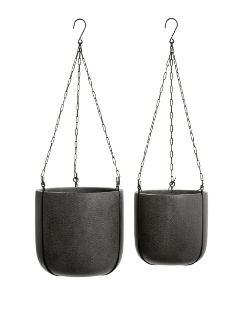 Кашпо TREEZ Effectory Beton Чаша подвесная на цепочках Тёмно-серый бетон в-23 см, д-24 см 41.33-02-22-075-GR-24