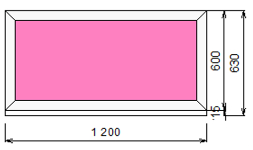 Пластиковое окно 600 х 1200 ТермА Эко с глухой створкой