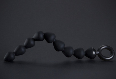 Чёрная анальная цепочка с 9 звеньями - 25 см.