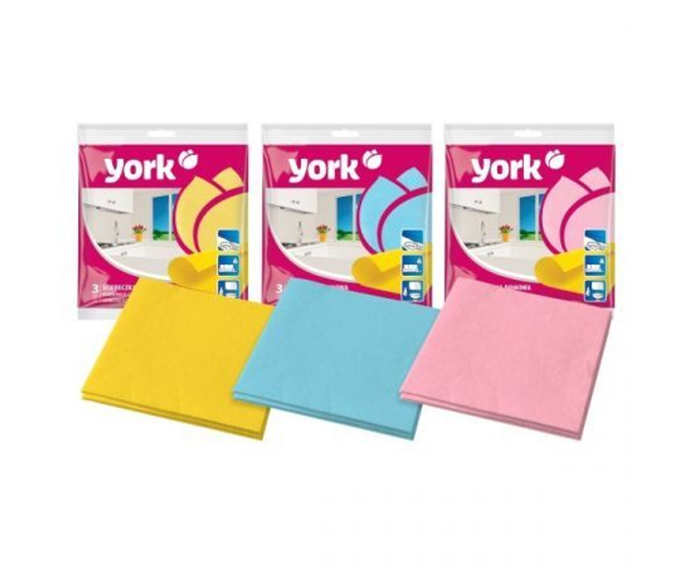 Салфетка вискозная YORK Домашняя, 35х35 см 3 шт