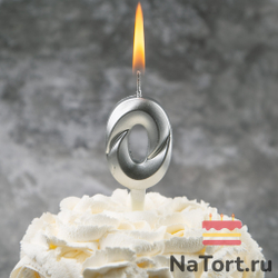 Свечи для торта, цифра 0 (серебро, 5 см)