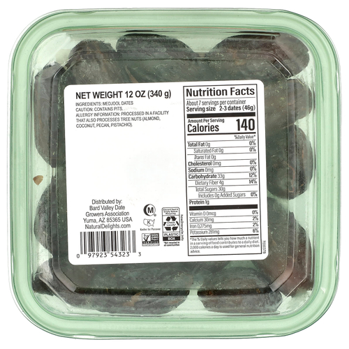 Natural Delights, Свежие финики Medjool, цельные, 340 г (12 унций)