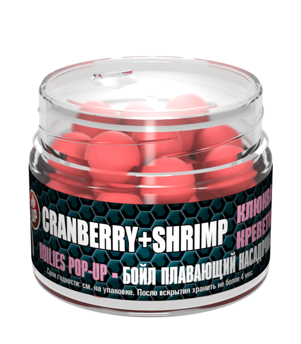 Бойлы насад. плав. Sonik Baits CRANBERRY-SHRIMP Fluo Pop-ups 14мм 90мл