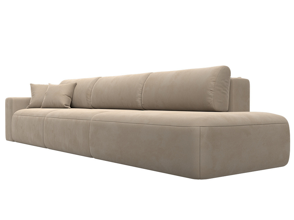 Диван прямой Лига-036 НПБ Модерн Лонг подлокотник слева ВЕЛЮР Бежевый