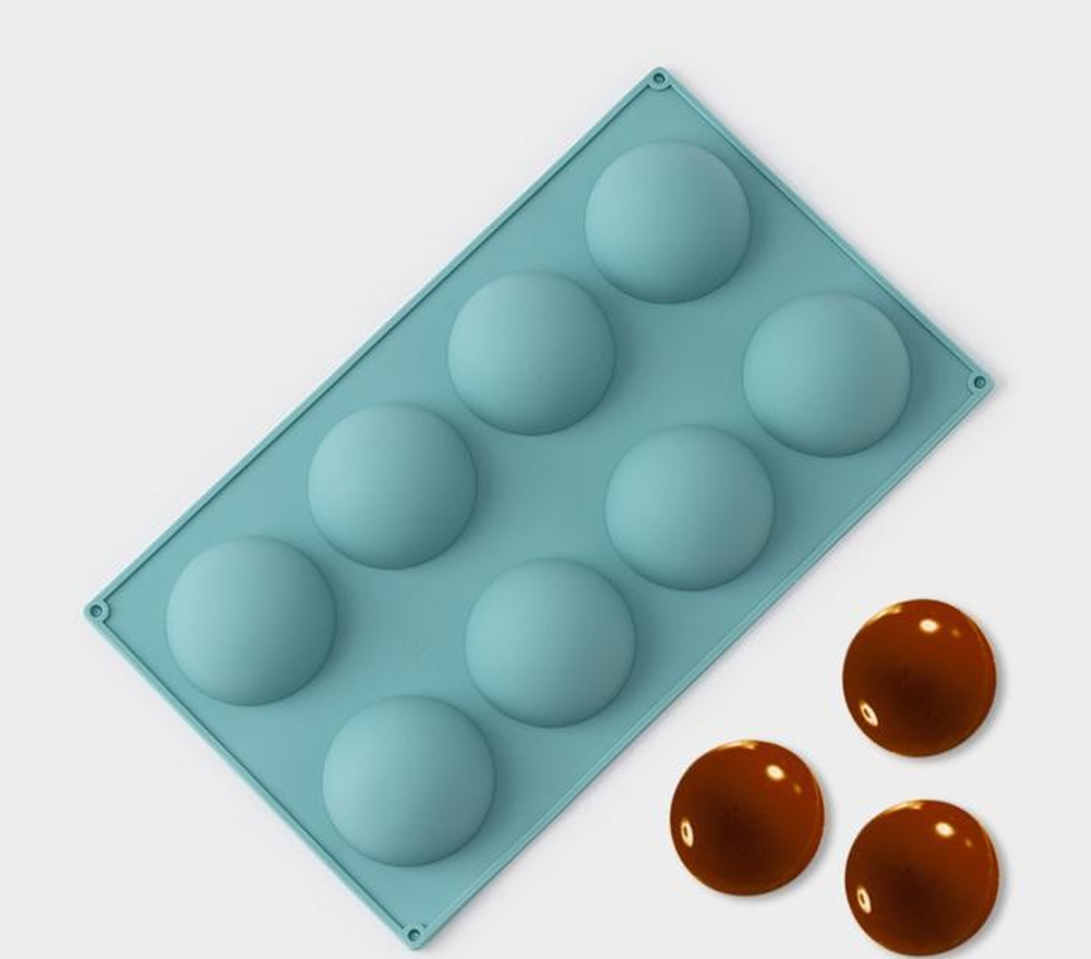 Форма силиконовая «Полусфера», 29×17 см, 8 ячеек, d=5,8 см