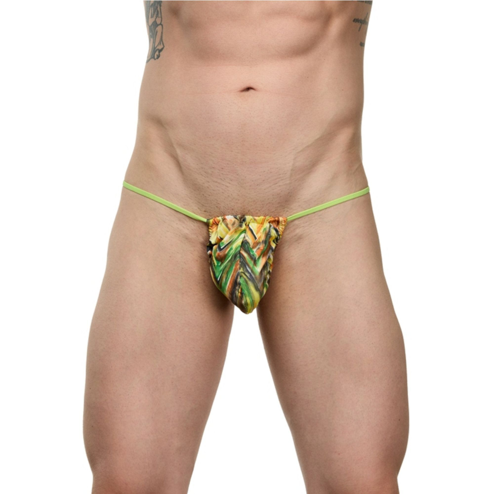 Мужские трусы-стринги с зигзагообразным принтом