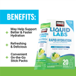 Force Factor, Liquid Labs, смесь для быстрого приготовления электролитов, лимон и лайм, 1 шт., 7 г (0,25 унции)
