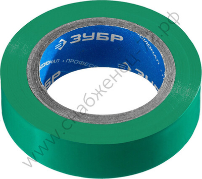 ЗУБР Электрик-10 15 мм х 10 м зеленая, Изоляционная лента ПВХ, ПРОФЕССИОНАЛ (1233-4)