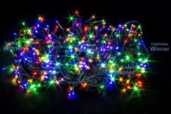 Светодиодная нить 42 м., 220V, 600 разноцветных LED ламп, контроллер, черный провод, Winner (m.01.5B.600-)