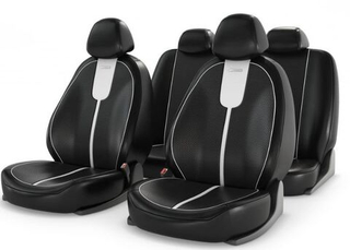 Чехлы на сидения CarFashion «GALS» 11065 - Экокожа -белый/черный/белый