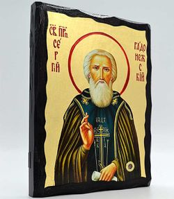 Сергий Радонежский. Афонская икона под старину с мощевиком.