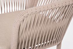"Марсель" стул барный плетеный из роупа, каркас из стали белый муар, роуп бежевый круглый, ткань бежевая 15052