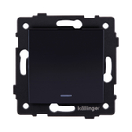 Выключатель 1-клавишный 10А/250В с LED подсветкой, изогнутый, черный Kollinger REA-R-002BK для Aspekt, Eleganz, Reflex