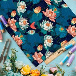 Ткань премиум атлас ночные лилии