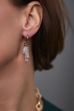 Серьги с каплевидным горным хрусталем на замке левербек, оттенок золото